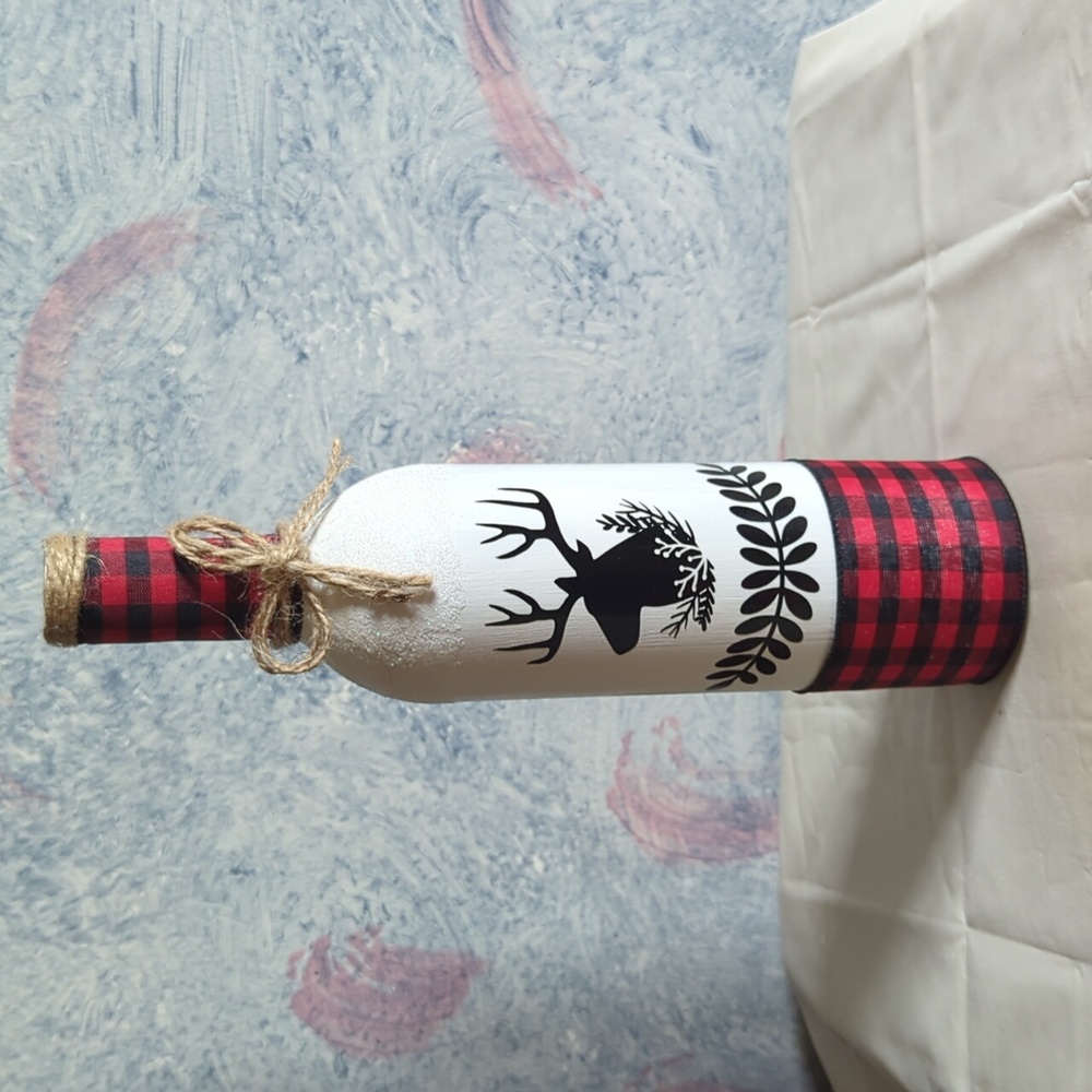 Custom decorated Christmas Wine Bottle